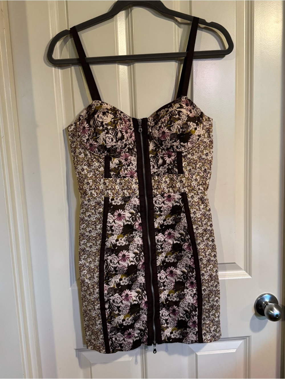 Forever 21 Black and Pink Floral Zip-Front Mini Dress